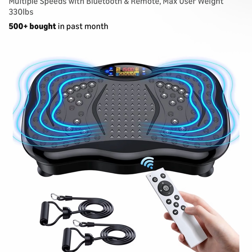 Vibration Plate Fitness Machine with Remote - Black & Blue LED